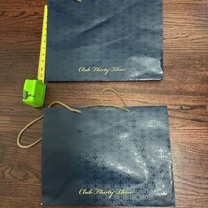 Club Thirty-Three Navy Gift Bags with Gold Rope Handles